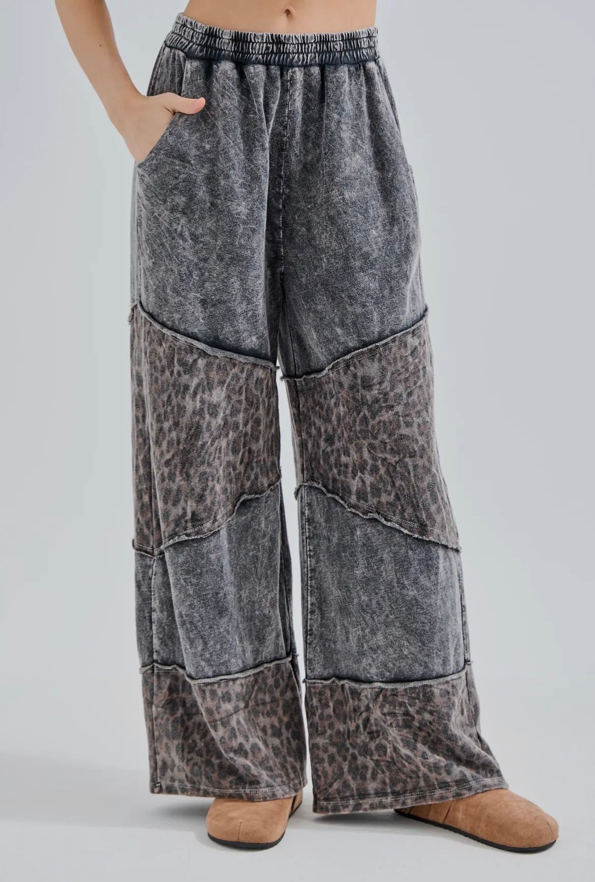 J.her Mineral Washed Leopard tier Sweatpants