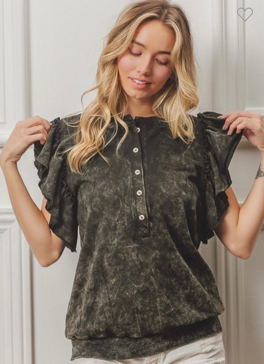 Bibi mineral washed Ruffle Tank