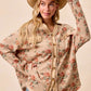 BIBI floral print waffle thermal shacket