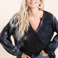 BIBI black tie dye waffle V-neck