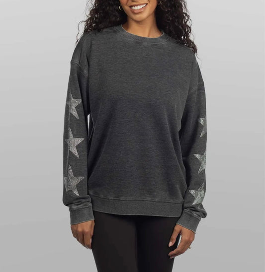 Chicka-D Burnout sweatshirt with Rhinestone Sleeves