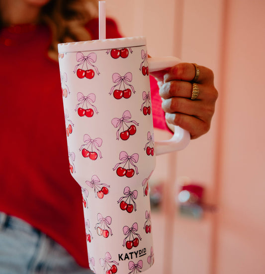 Cherry Bow Tumbler Cup