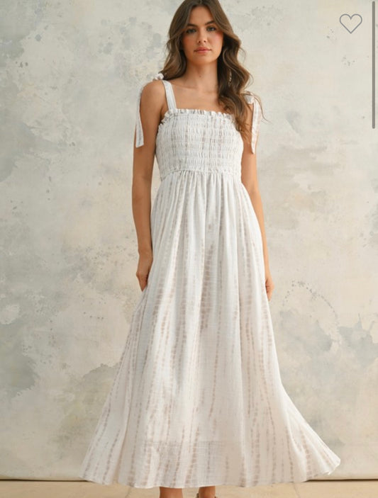 Miou Muse White Tie-Dye Dress
