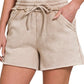 Zenana acid wash drawstring shorts