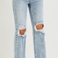 Risen High-rise Crop Distressed Denim