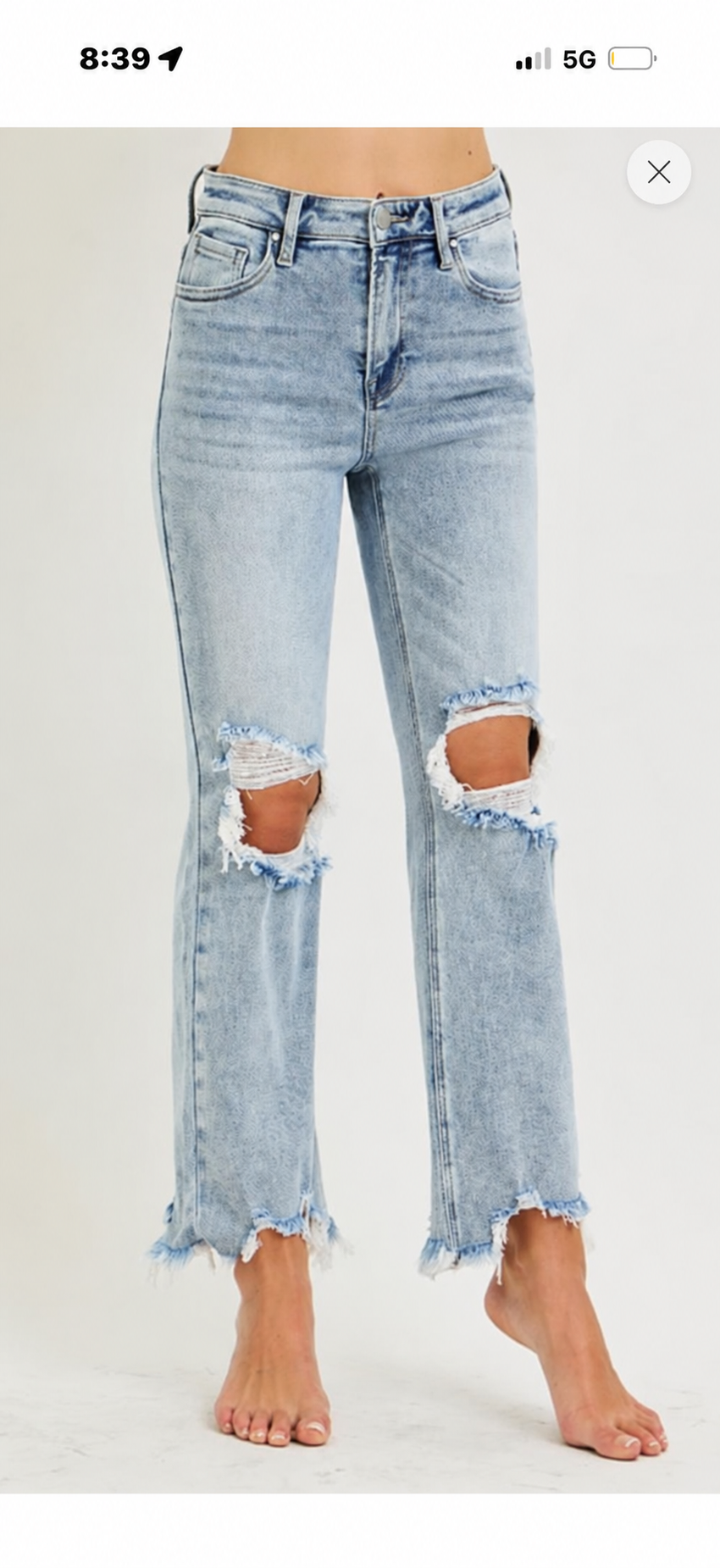 Risen High-rise Crop Distressed Denim