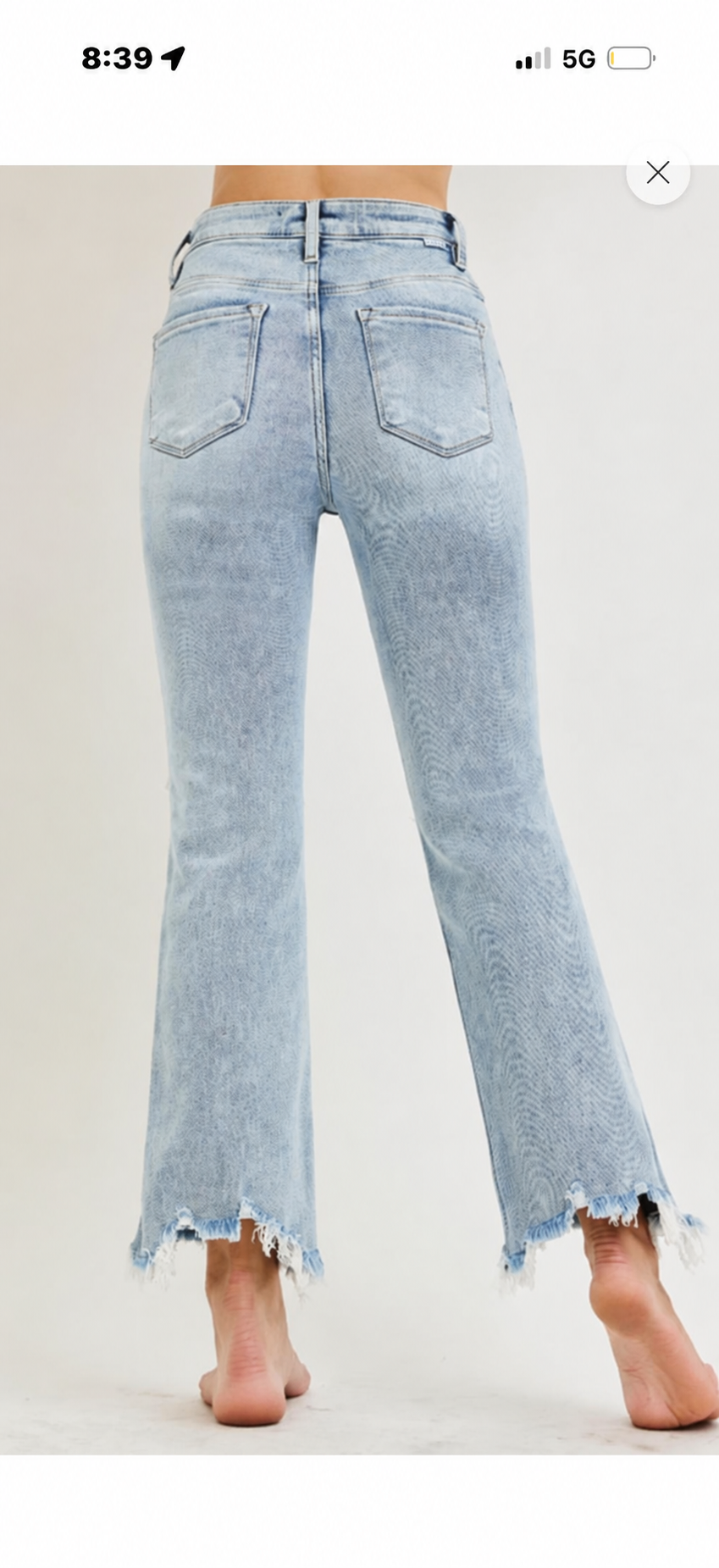 Risen High-rise Crop Distressed Denim