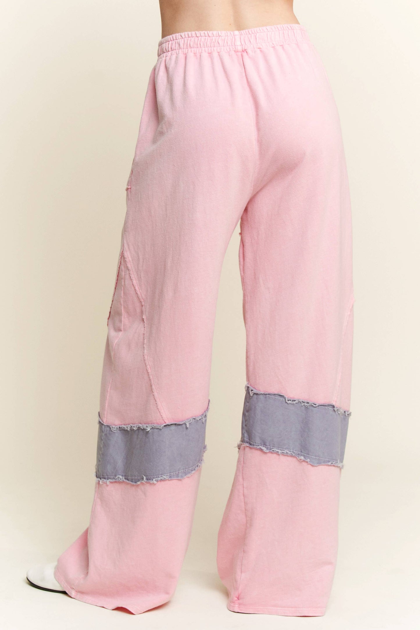 J. HER Mineral Washed Denim patched Wide Leg Pants