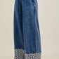 Mineral Washed Flower Daisy Trim LongLeg Pants HP6016P1
