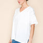 White Birch Studded V-Neck