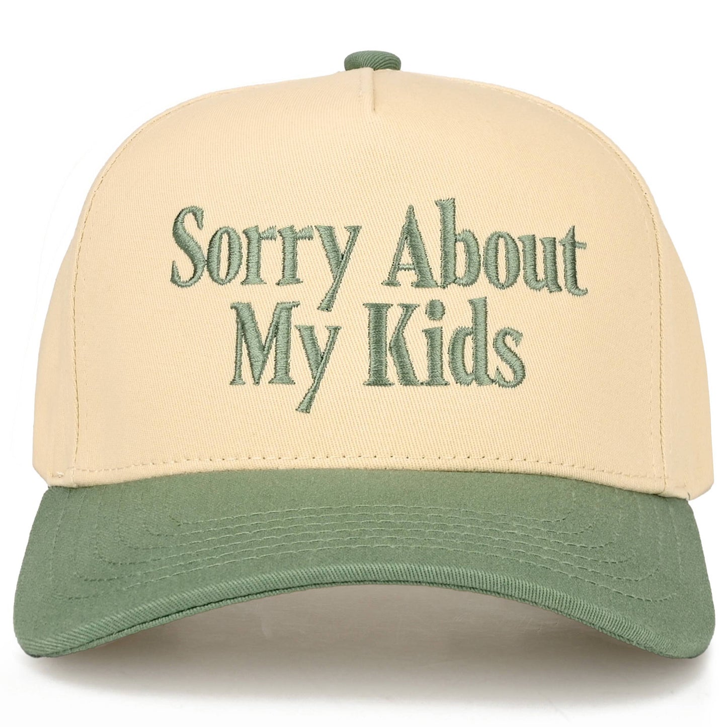C.C SORRY ABOUT MY KIDS Letter Two Tone Trucker Hat