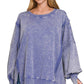 Zenana Acid Wash French Terry Oversized Sweatshirt