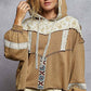 POL French floral terry gauze print patch trim hoodie