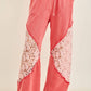 J. Her Mineral Washed Red Floral Lace Pants HP7046