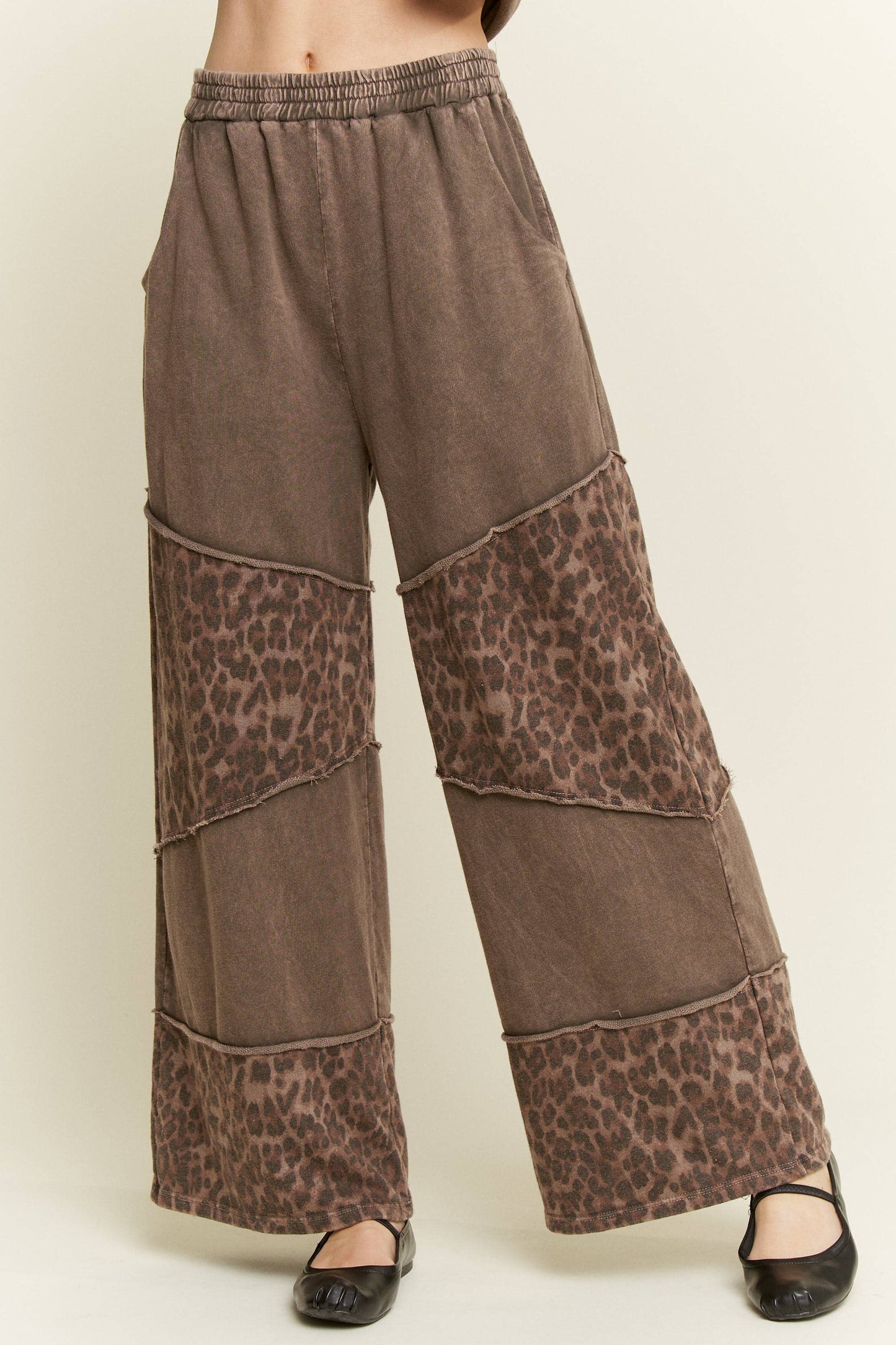 J.her Mineral Washed Leopard tier Sweatpants
