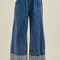Mineral Washed Flower Daisy Trim LongLeg Pants HP6016P1