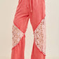 J. Her Mineral Washed Red Floral Lace Pants HP7046