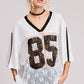85 Graphic Jersey Top with Lace Contrast