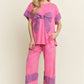 J. HER Mineral Washed Denim patched Wide Leg Pants