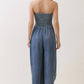 TENCEL SMOCKED ROUND HEM JUMPSUIT - VJU60429P