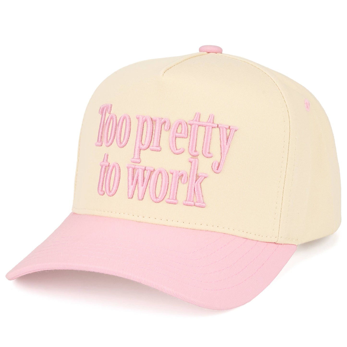 C.C TOO PRETTY TO WORK Letter on Two Tone Trucker Hat