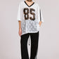 85 Graphic Jersey Top with Lace Contrast