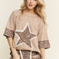 J her Mineral Washed Leopard Star Halfsleeve top HT6628