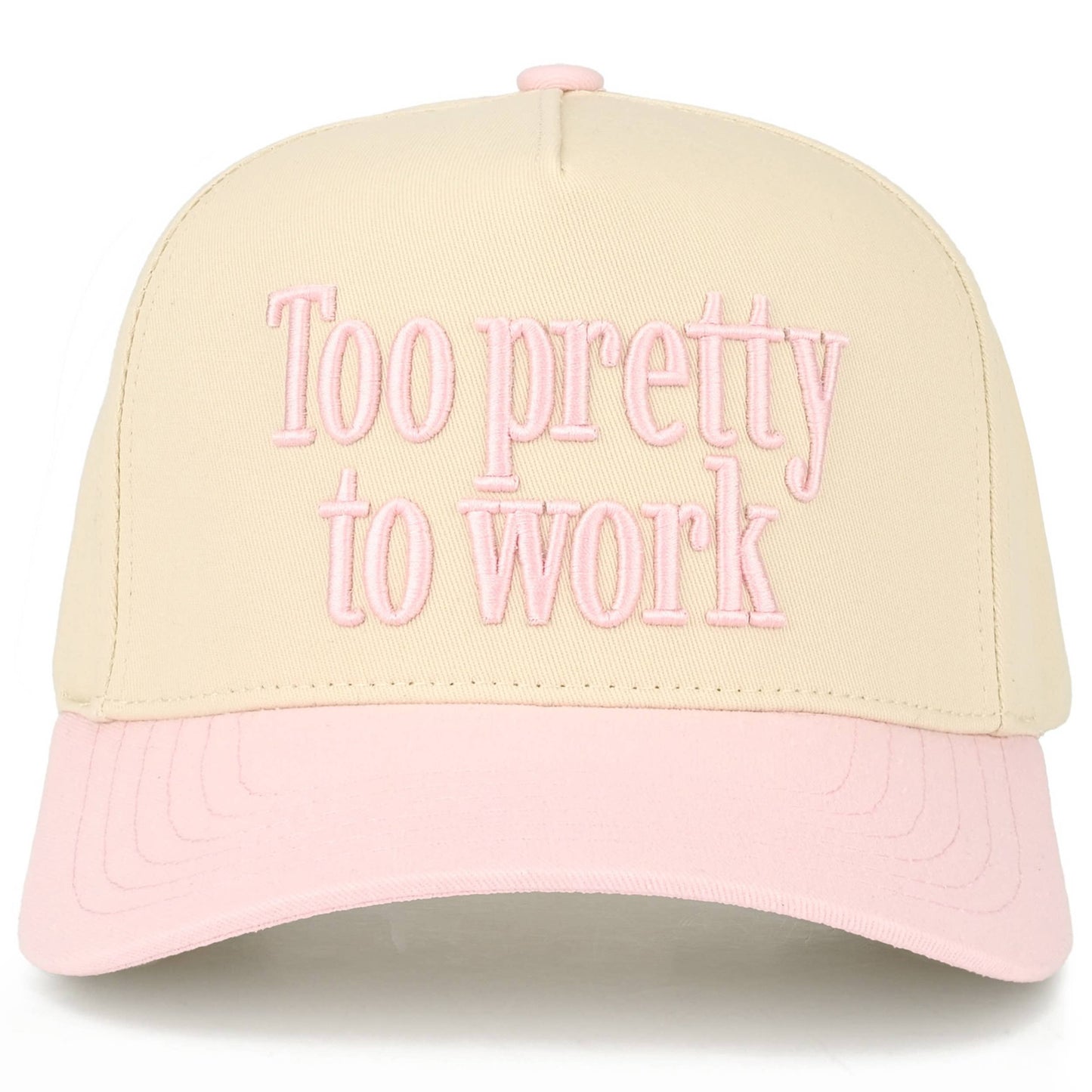 C.C TOO PRETTY TO WORK Letter on Two Tone Trucker Hat
