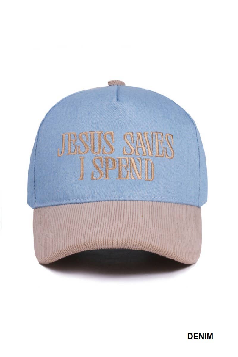 Jesus Saves I Spend Two Tone Corduroy Trucker