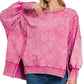 Zenana Acid Wash French Terry Oversized Sweatshirt