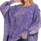 Zenana Acid Wash French Terry Oversized Sweatshirt