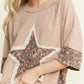 J her Mineral Washed Leopard Star Halfsleeve top HT6628