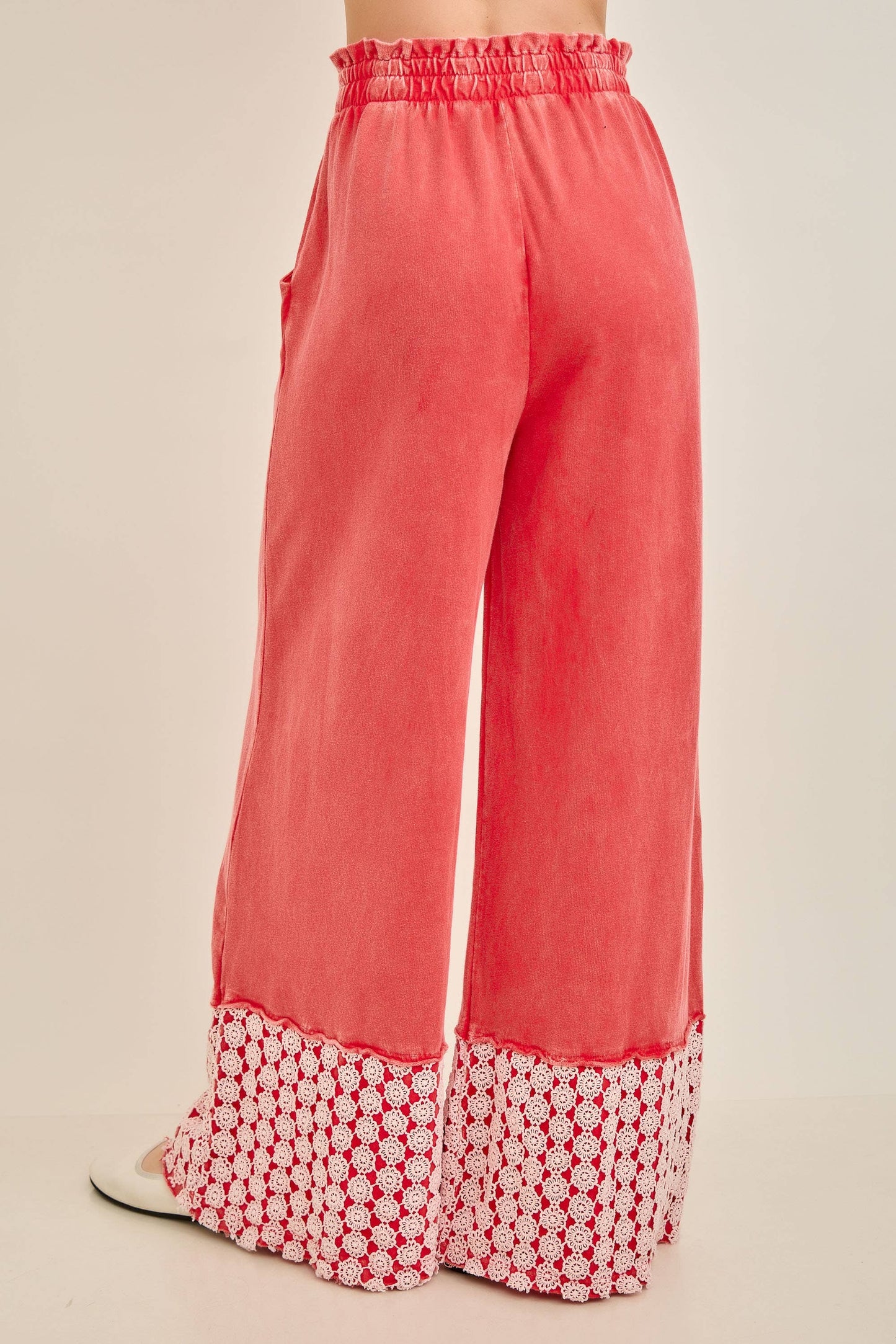 Mineral Washed Flower Daisy Trim LongLeg Pants HP6016P1