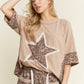 J her Mineral Washed Leopard Star Halfsleeve top HT6628