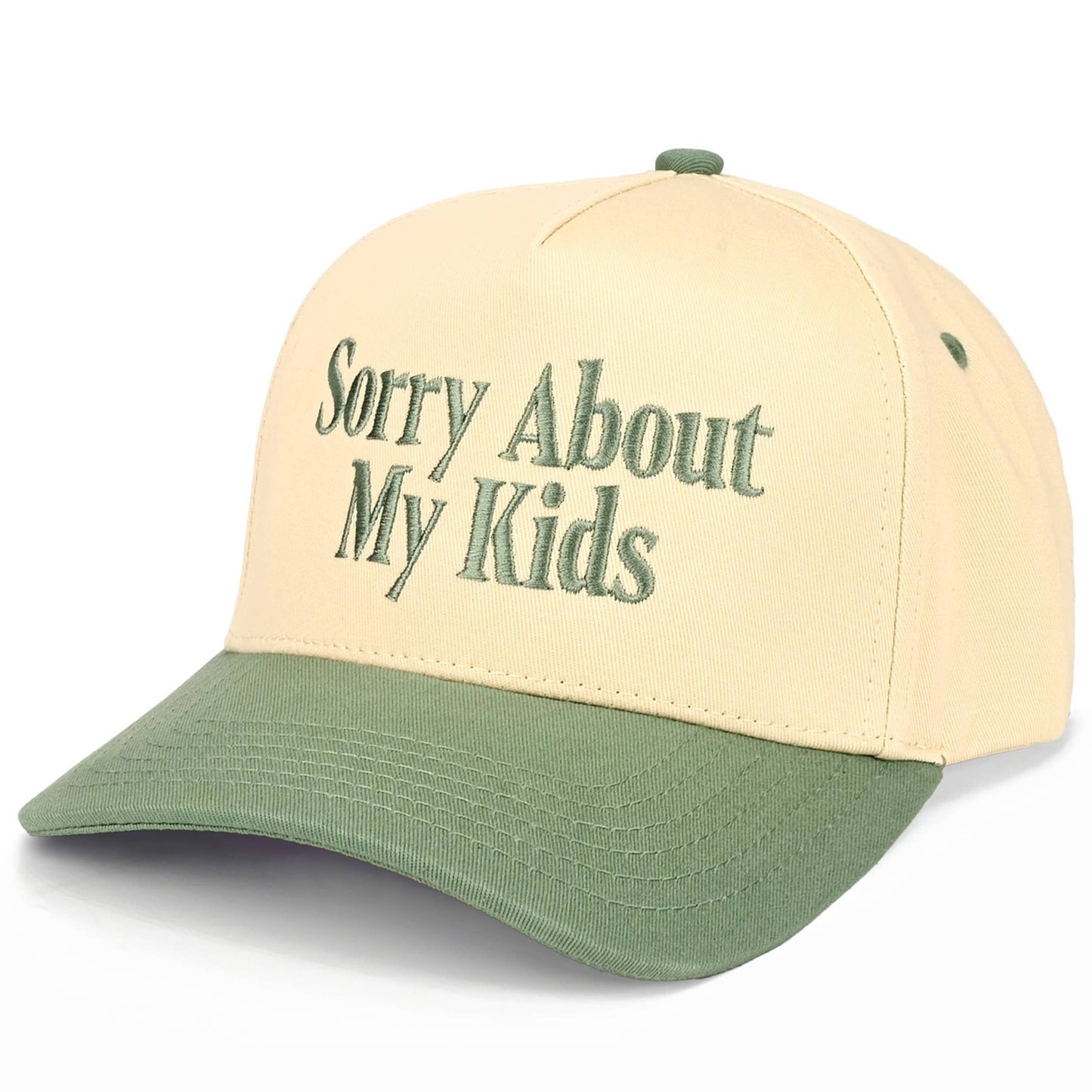 C.C SORRY ABOUT MY KIDS Letter Two Tone Trucker Hat
