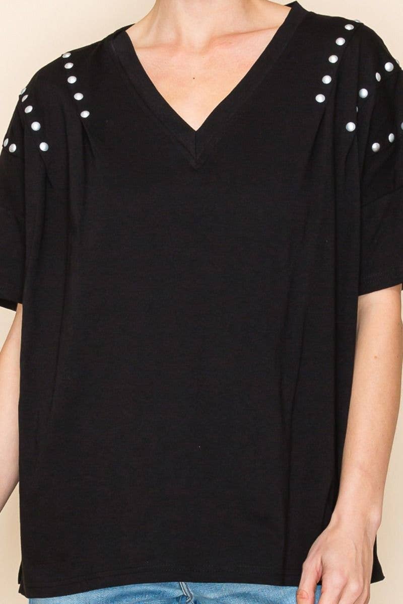 White Birch Studded V-Neck