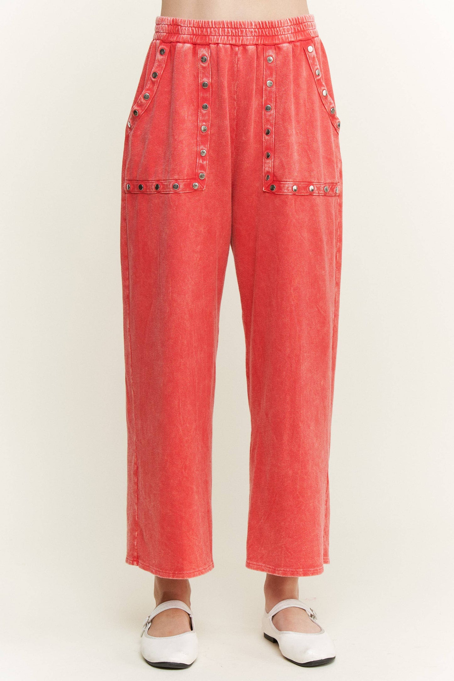 Mineral Washed Studded WideLeg Pocket Pants HP6549