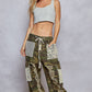 POL Camo Vintage Wash Crochet Patches Distress Jogger Pants