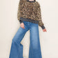 White Birch Long Sleeve Leopard Print Knit Top