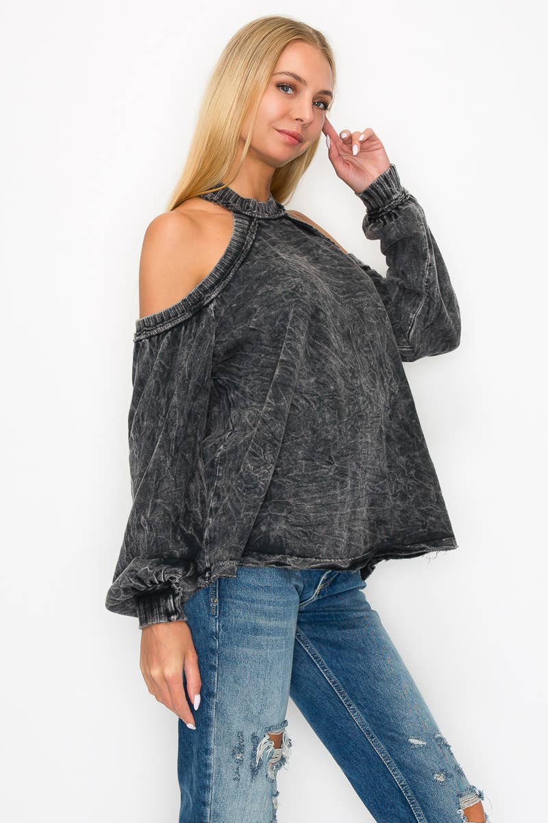 J. Her Mineral Wash Open Shoulder Halter top