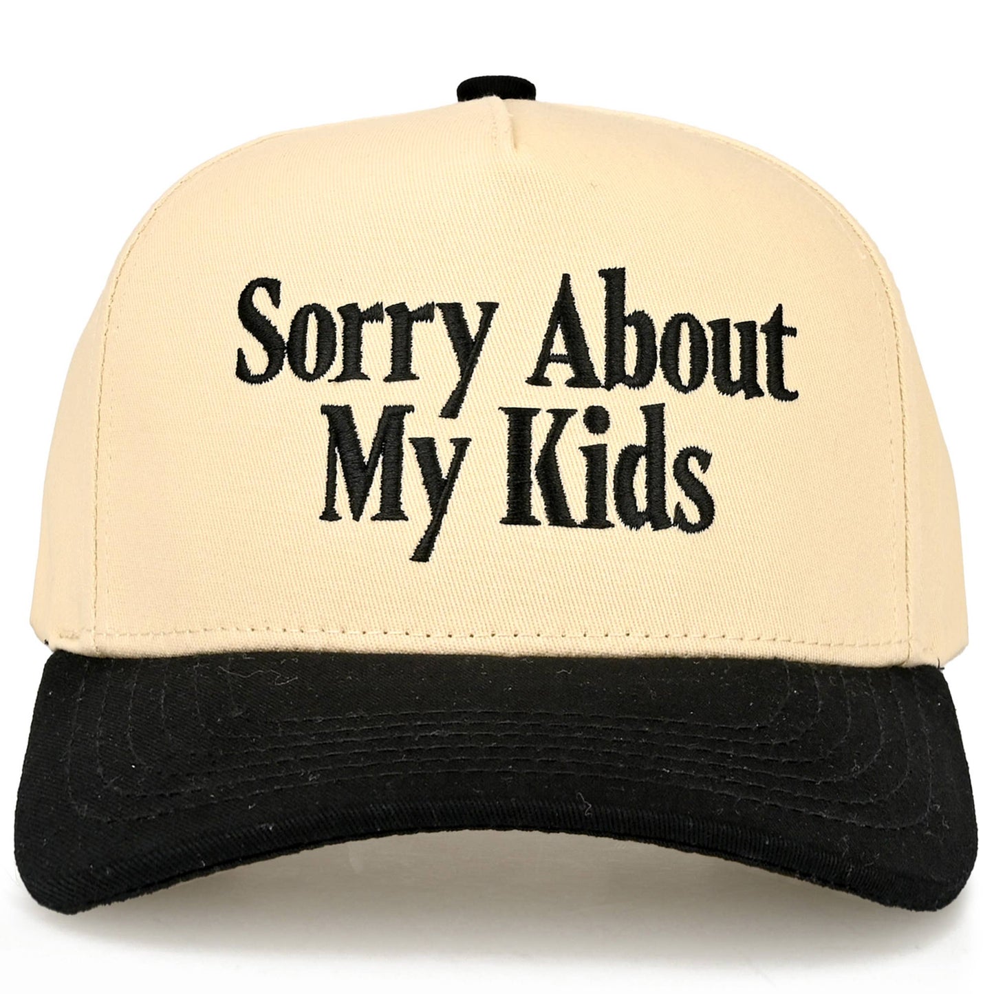 C.C SORRY ABOUT MY KIDS Letter Two Tone Trucker Hat