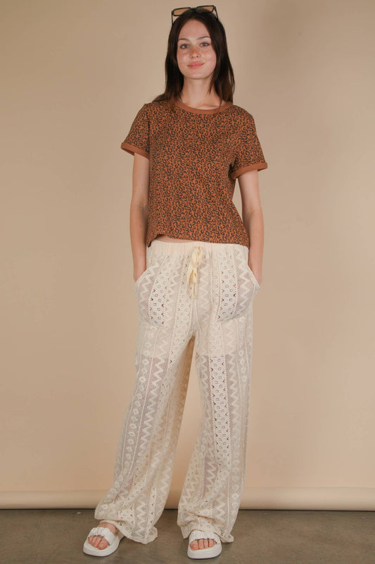 Very J Cotton Lace Bohemian Cargo Pants