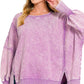 Zenana Acid Wash French Terry Oversized Sweatshirt