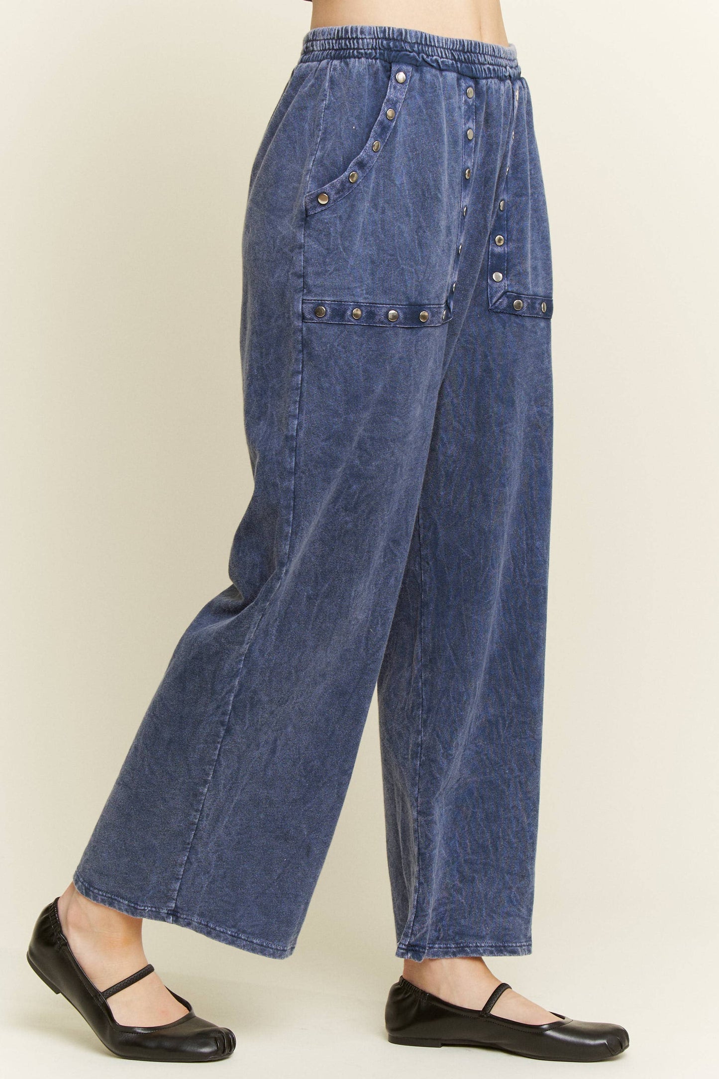 Mineral Washed Studded WideLeg Pocket Pants HP6549