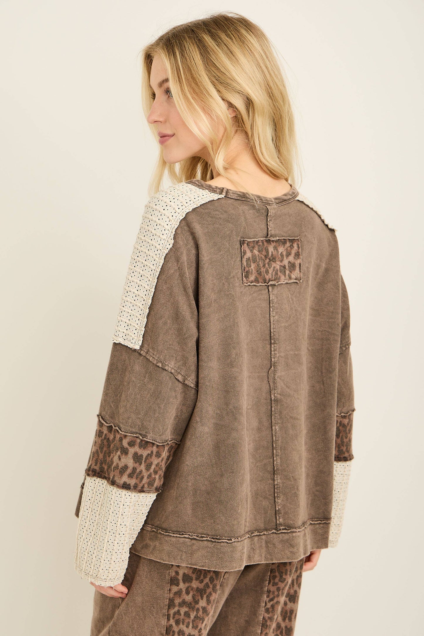 J her mineral Mineral Washed Leopard Cheetah Star Patched top