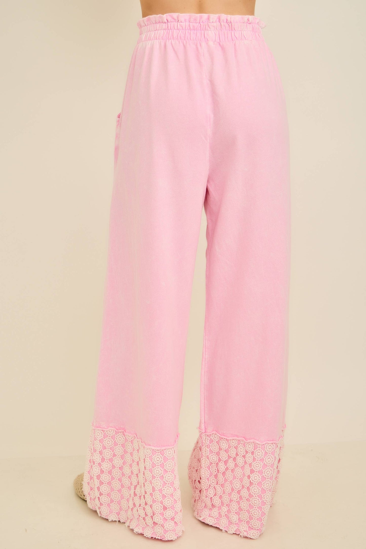 Mineral Washed Flower Daisy Trim LongLeg Pants HP6016P1