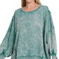 Zenana Acid Wash French Terry Oversized Sweatshirt