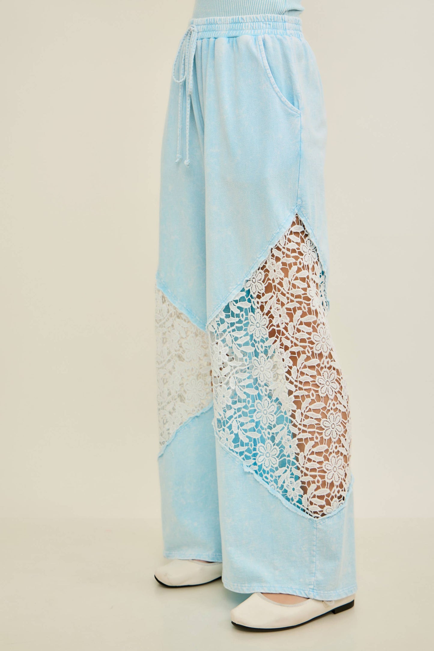 J. Her Mineral Washed Red Floral Lace Pants HP7046