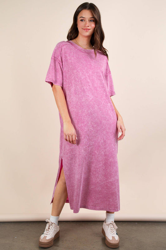 Very J Mineral Washed T-shirt Dress
