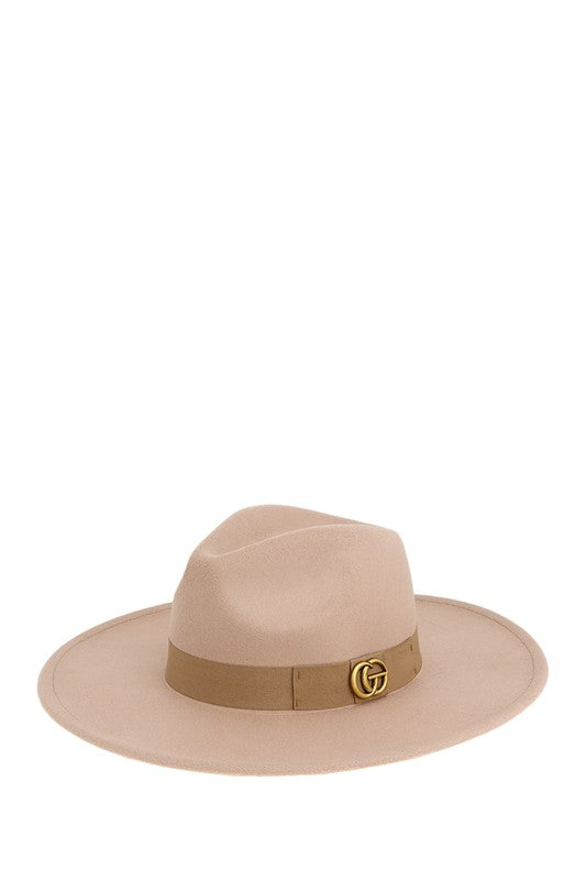 Taupe Wide Brim Fedora Hat